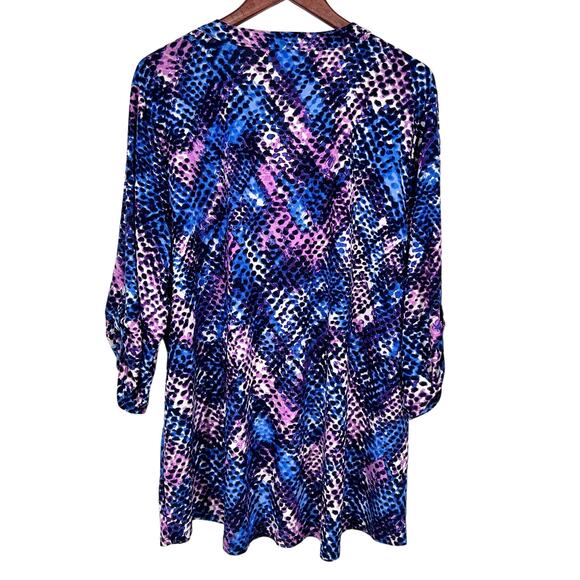 Hudson Harper Woman Plus Size 2X Super Stretchy Blue Purple 3/4 Sleeve Shirt Top - Picture 8 of 8